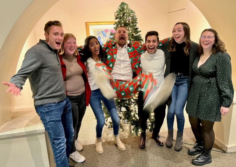 Clayton & McKervey interns and team at a holiday celebration
